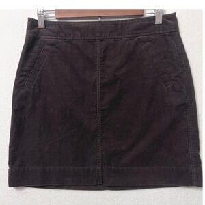 NWT‎ LOFT Petite Brown Corduroy A-Line Mini Short Skirt Size 6P back pockets